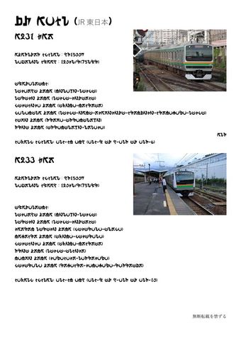 アローラ文字で書かれたE231系/E233系の紹介